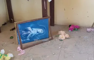 Interior of the Church of Santa Anita in Mexico after the gang confrontation. Credit: Facebook of Father Enrique Urzúa