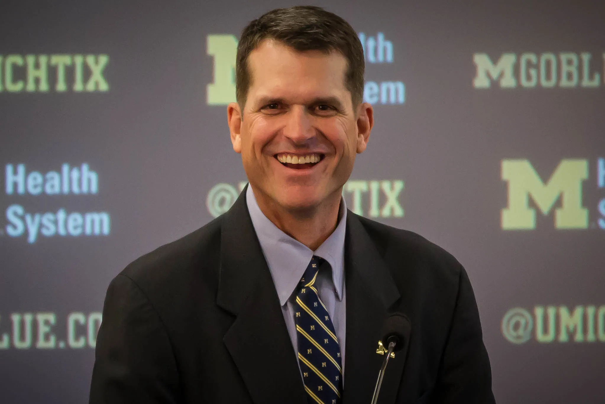 University of Michigan head coach Jim Harbaugh at his introductory press conference on Dec. 30, 2014.?w=200&h=150