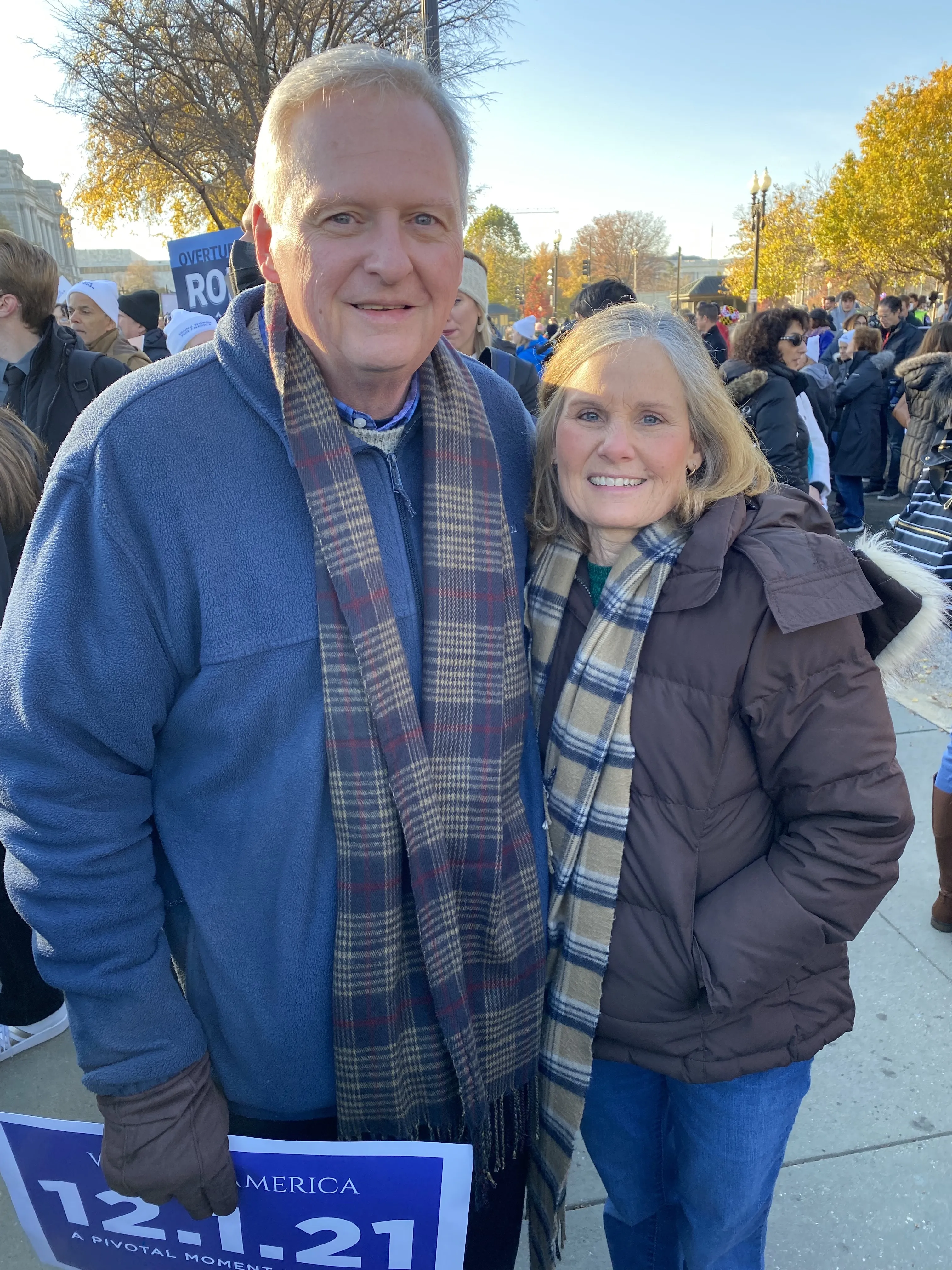 Ann and Jimmy Aycock from Birmingham, Alabama, were among the pro-life demonstrators outside the U.S. Supreme Court on Dec. 1, 2021. Katie Yoder/CNA