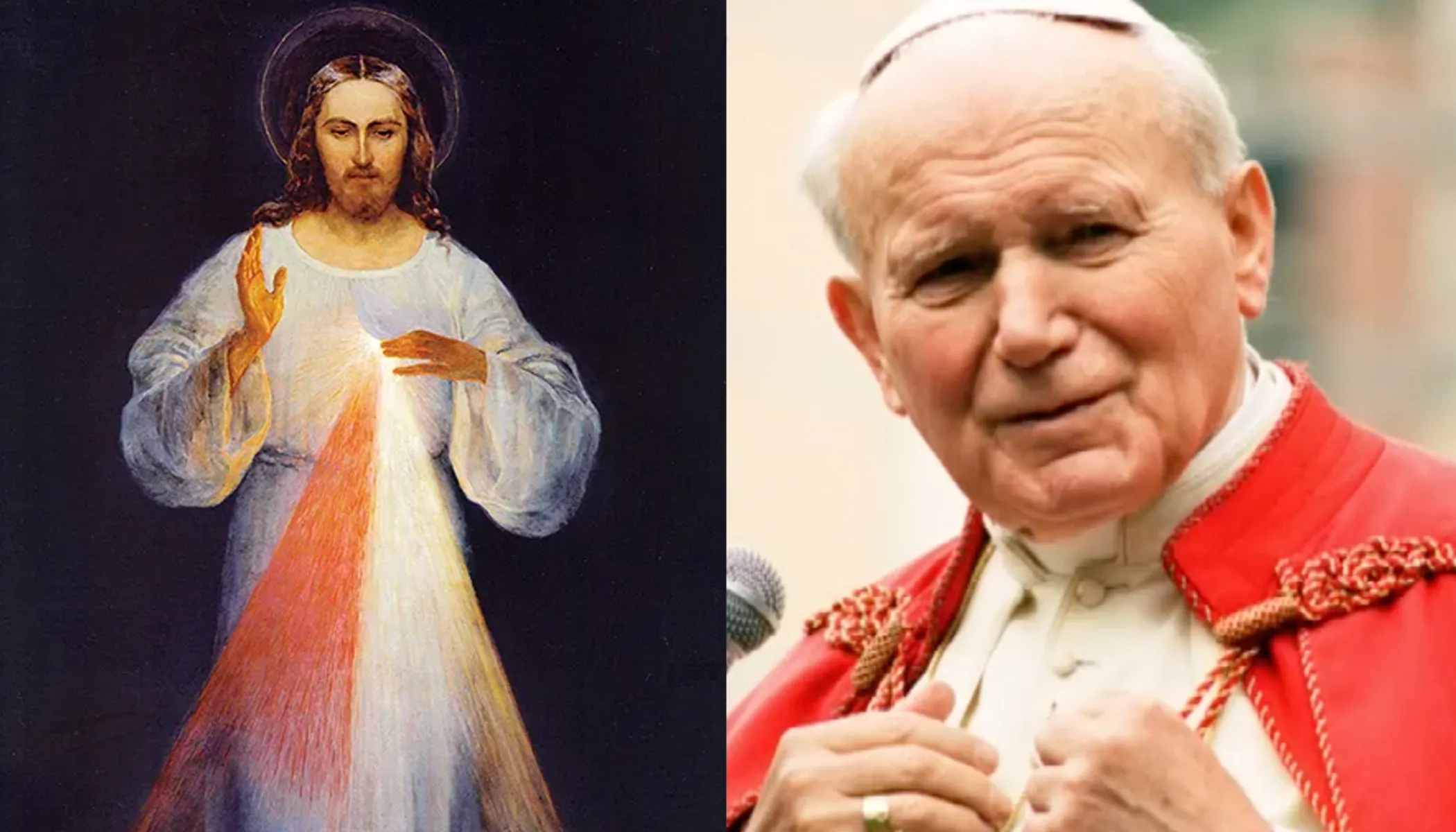 Original painting of the Divine Mercy, by Eugeniusz Kazimirowski in 1934 | Pope John Paul II in 1996.?w=200&h=150