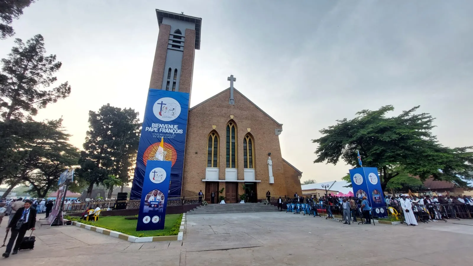 Pope Francis encouraged priests and religious to continue to bring the Congolese people Jesus, who “heals the wounds of every human heart” at Our Lady of Congo Cathedral in Kinshasa on Feb. 2, 2023. Credit: Elias Turk/EWTN