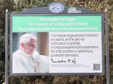 A group of Traditional Latin Mass supporters in Italy posted signs as part of a billboard campaign in a neighborhood near the Vatican on March 28, 2023.