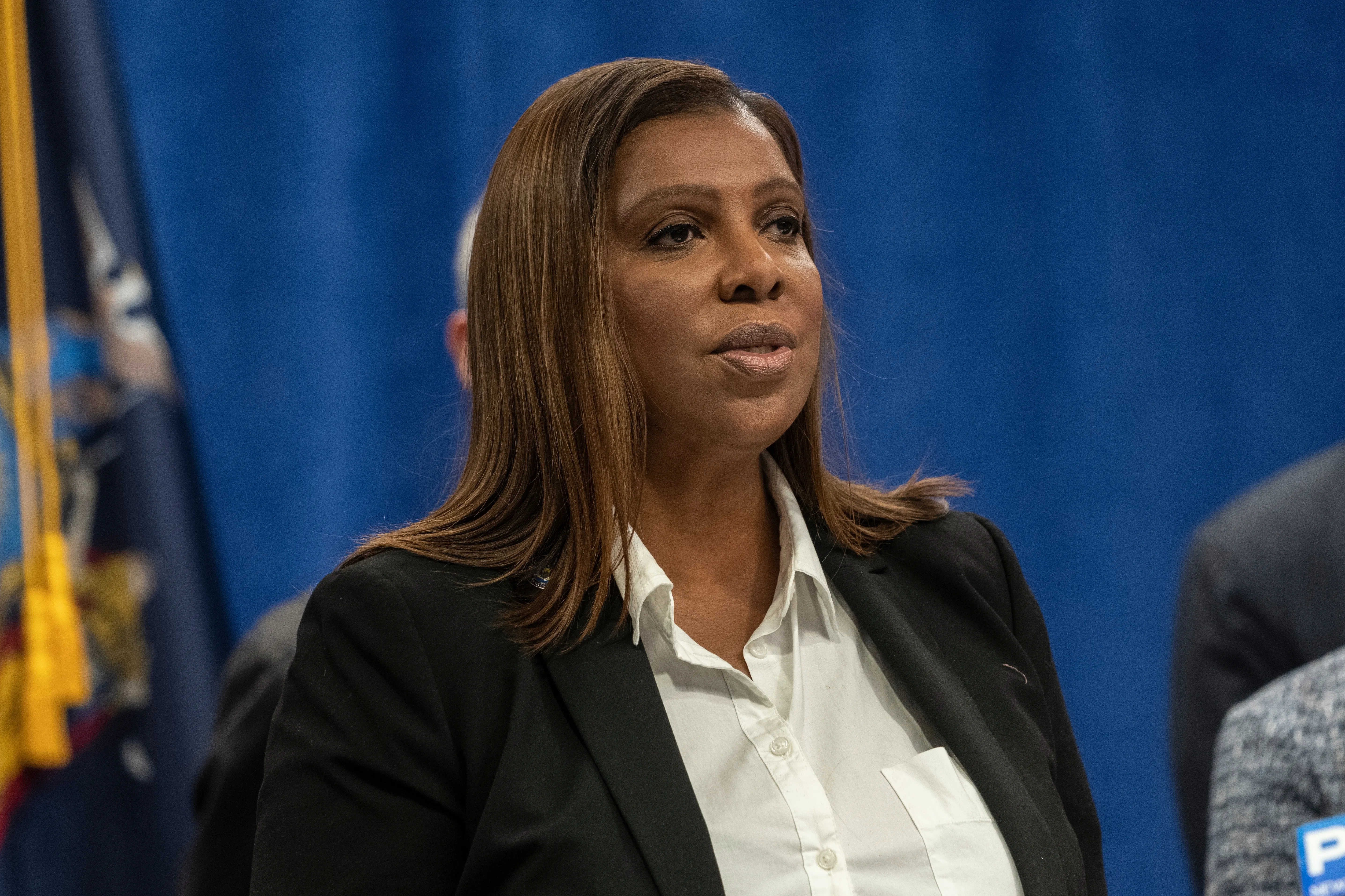 New York Attorney General Letitia James speaks to the media on May 26, 2022, in New York City.?w=200&h=150