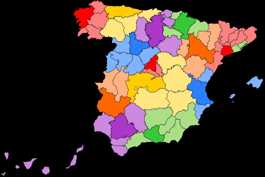 A map of Catholic dioceses in Spain. Rastrojo and Alclerus via Wikimedia (CC BY-SA 4.0).