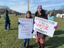 Mary St. Hilaire, of Wichita, Kansas (left), and Kristina Massa, 22, of Lincoln, Nebraska, at the March for Life in Washington, D.C., on Jan. 21, 2022.