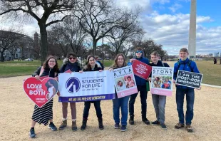 Marchers gather holding their signs at the 50th annual March for Life in Washington D.C. on Jan. 20, 2023. Caroline Perkins/EWTN