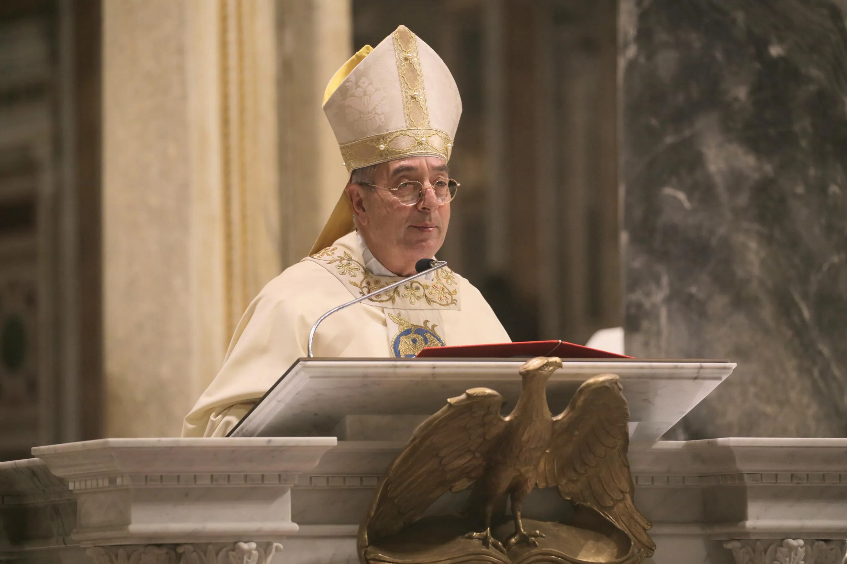 Cardinal Angelo De Donatis presided over the Mass for Benedict XVI at the Lateran Basilica in Rome on Dec. 30, 2022. Alan Köppschall / EWTN Vatican