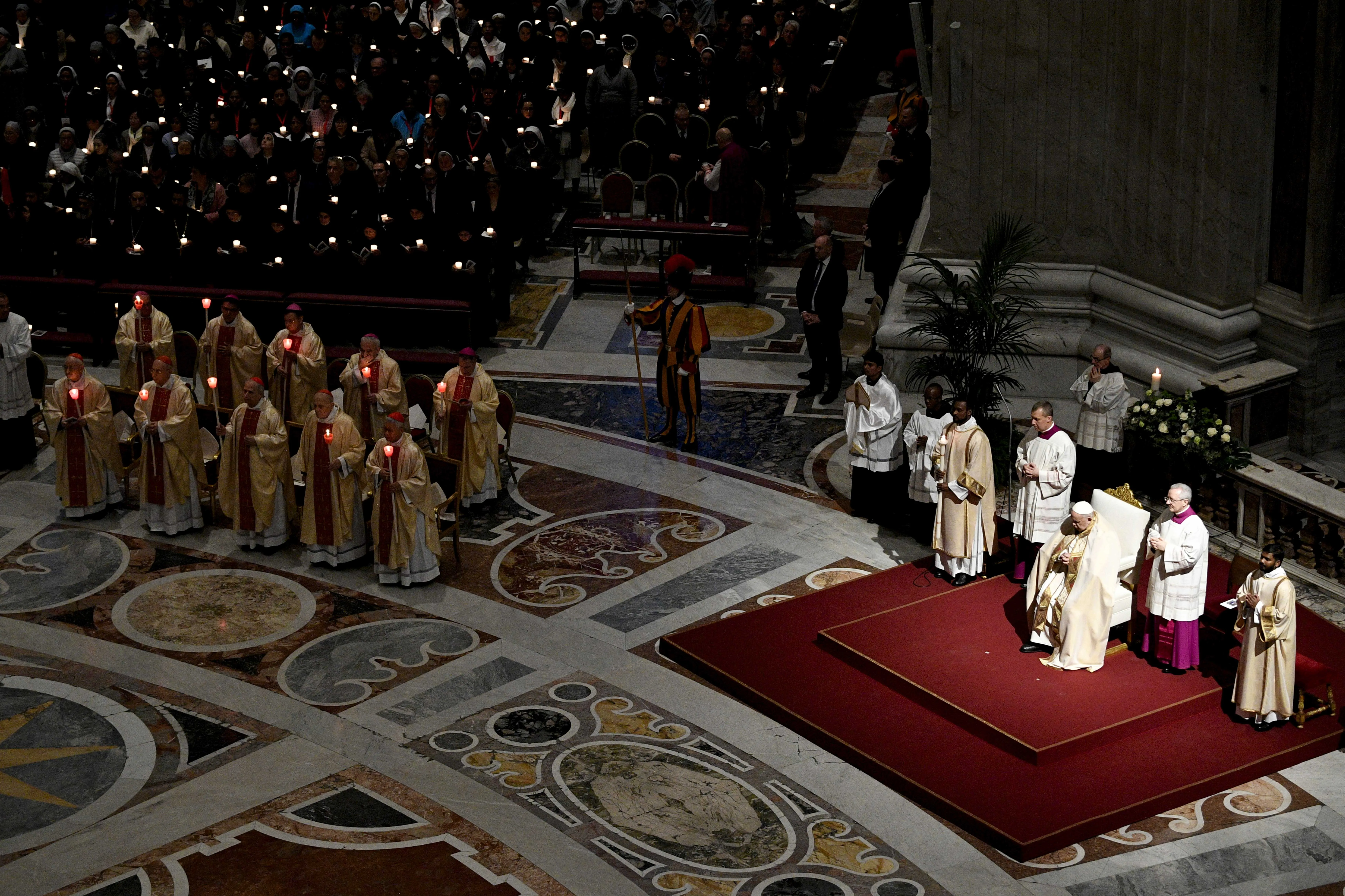 Pope Francis celebrates Mass on the World Day of Consecrated Life, the feast of the Presentation of the Lord, on Feb. 2, 2024, in St. Peter's Basilica at the Vatican. Credit: Vatican Media