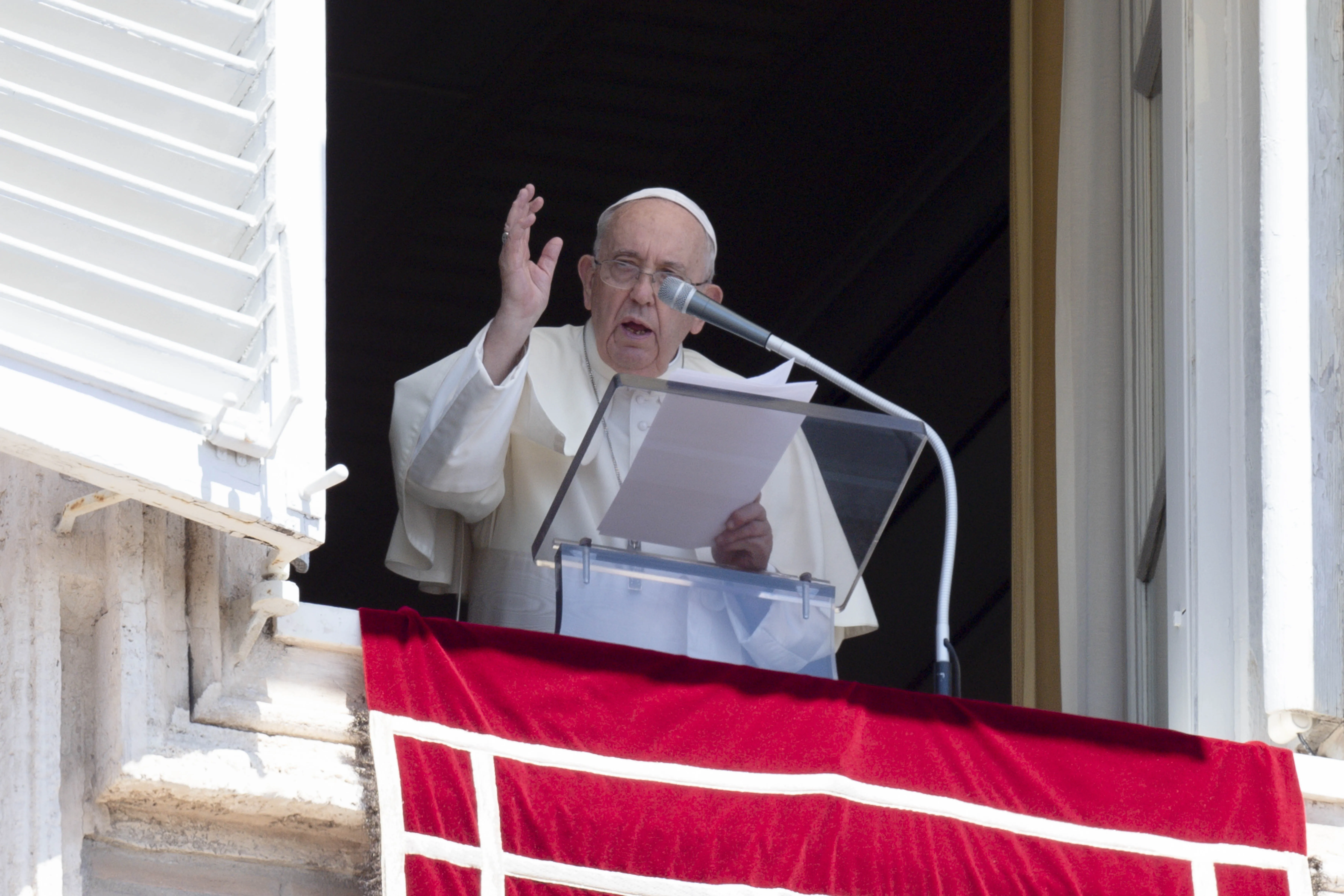 Pope Francis reflected on the dangers of coveting wealth and possessions during his Angelus reflection in St. Peter's Square in Rome on July 31, 2022. Vatican Media
