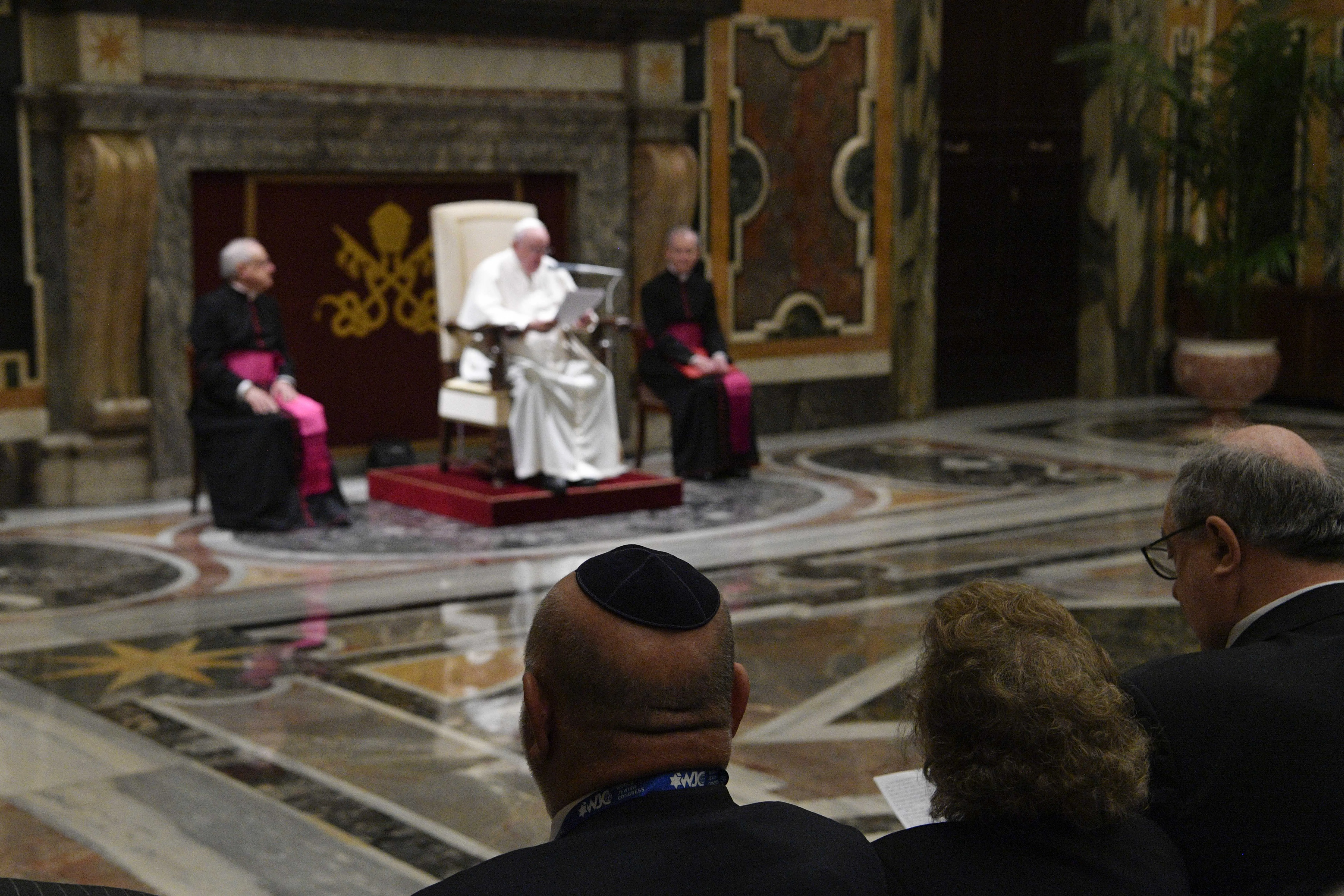 Pope Francis meeting with a delegation of the World Jewish Congress (WJC) at the Vatican, Nov. 22, 2022. Vatican Media