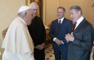 The American actor and director Sylvester Stallone met with Pope Francis at the Vatican on Sept. 8, 2023. Vatican Media