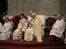 Pope Francis presides over the first papal Mass of the new year on Jan. 1, 2023, in St. Peter's Basilica in Rome.