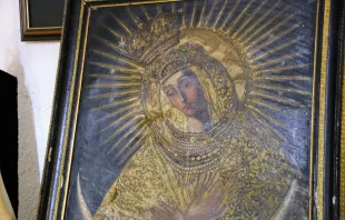 The depiction of Our Lady of the Gate of Dawn St. Nicholas Parish in Kyiv
