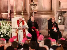 Pope Francis participates in vespers at Jerónimos Monastery in Portugal, Aug. 2, 2023.
