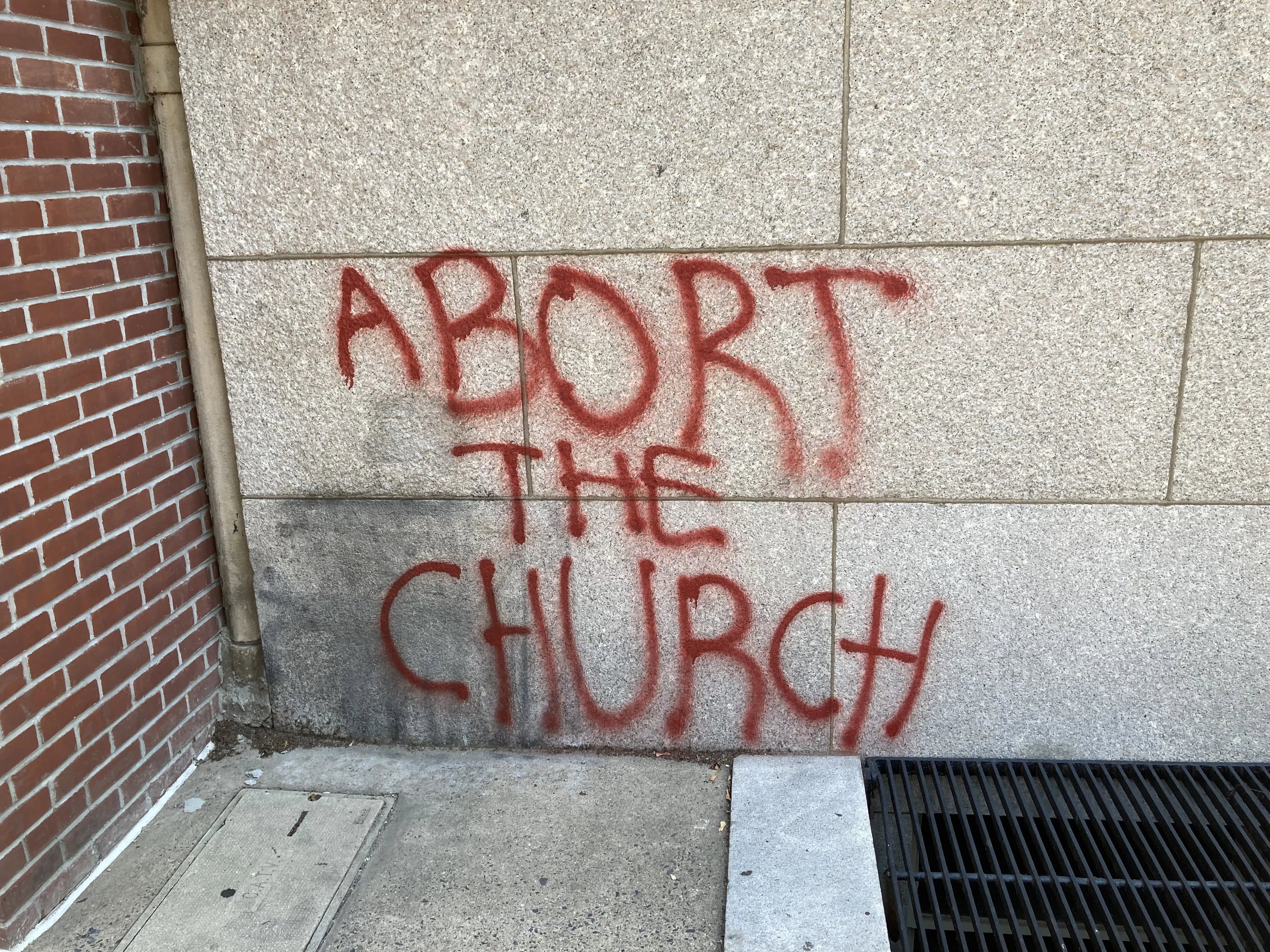 Vandalism at St. Patrick Catholic Church in Philadelphia, June 25, 2022. Fr. Hyacinth Cordell, OP