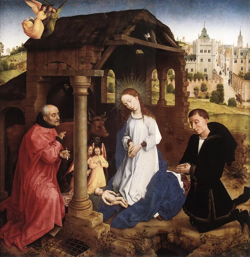 The Nativity, by Rogier van der Weyden, part of the Bladelin Altarpiece. Public Domain.