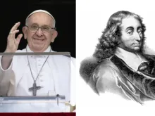 Pope Francis delivers his Angelus address on June 18, 2023/Portrait of Blaise Pascal.