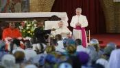 Speaking in Our Lady of Congo Cathedral in Kinshasa on Feb. 2, 2023, Pope Francis encouraged priests and religious to continue to bring the Congolese people Jesus, who “heals the wounds of every human heart.”