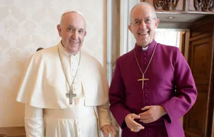 Pope Francis and the archbishop of Canterbury, Justin Welby, at the Vatican on Oct. 5, 2021. Vatican Media
