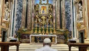 Pope Francis visits the Basilica of St. Mary Major on Monday, Jan. 30, 2023, to entrust his upcoming trip to Africa to the Blessed Virgin Mary.