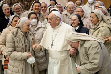 Pope Francis meets religious sisters at a general audience on Jan. 19, 2022.
