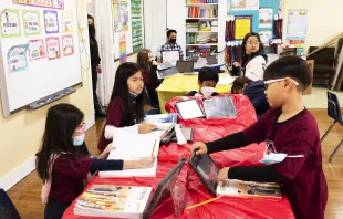 Students at Precious Blood School, located a few miles west of downtown Los Angeles. Precious Blood is one of three new inner-city “microschools” trying a fresh approach to Catholic education. Photo by Victor Alemán/Angelus News