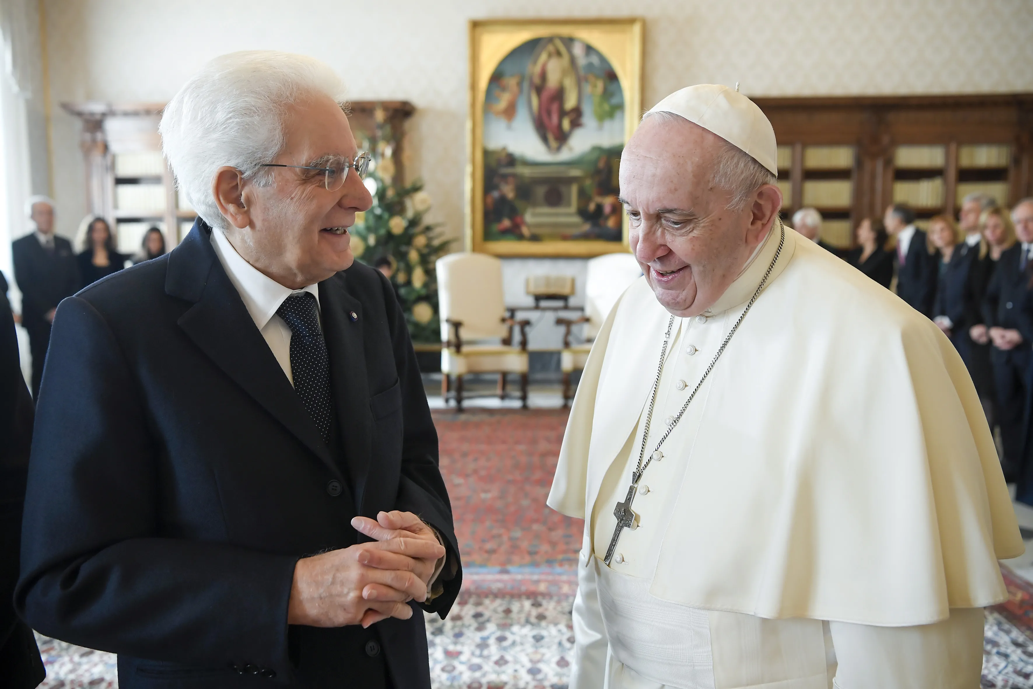 Pope Francis received an audience with President Mattarella on Dec. 16, 2021. Vatican Media
