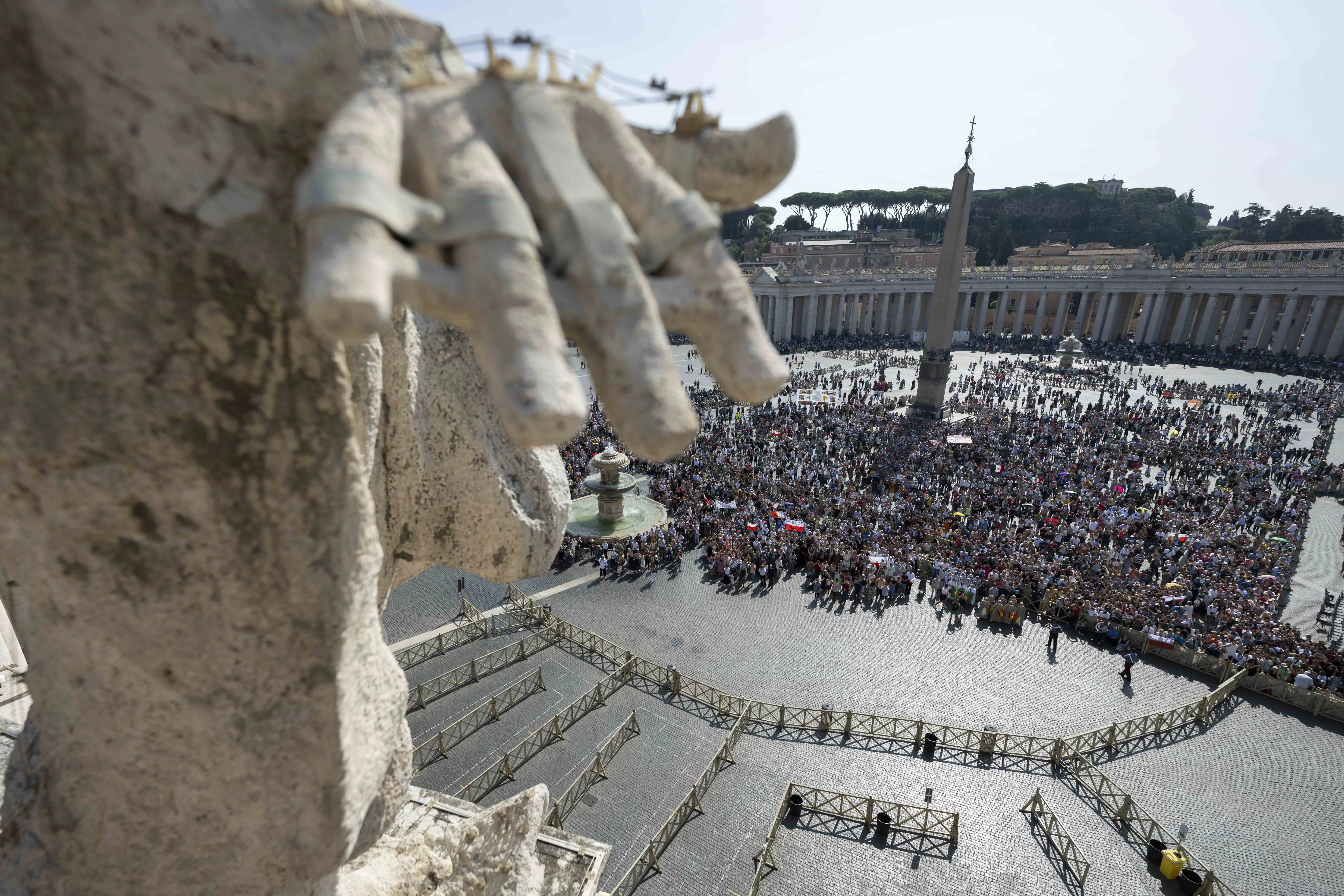 Pilgrims gather in St. Peter's Square for the Angelus on Oct. 1, 2023. Credit: Vatican Media