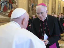 Bishop Mariano Crociata meets with Pope Francis on March 23, 2023.
