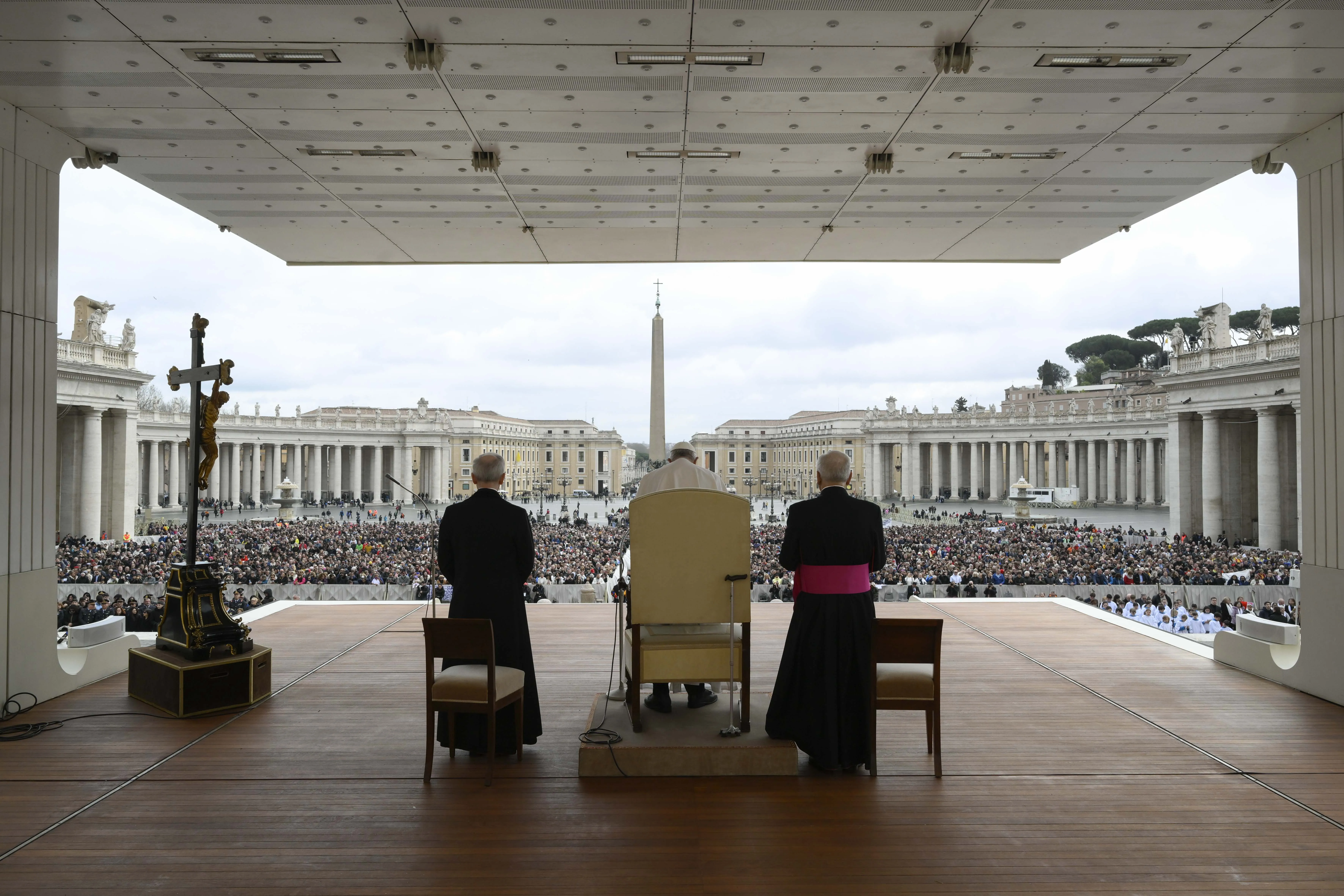 Pope Francis speaks in St. Peter's Square on March 8, 2023. Vatican Media