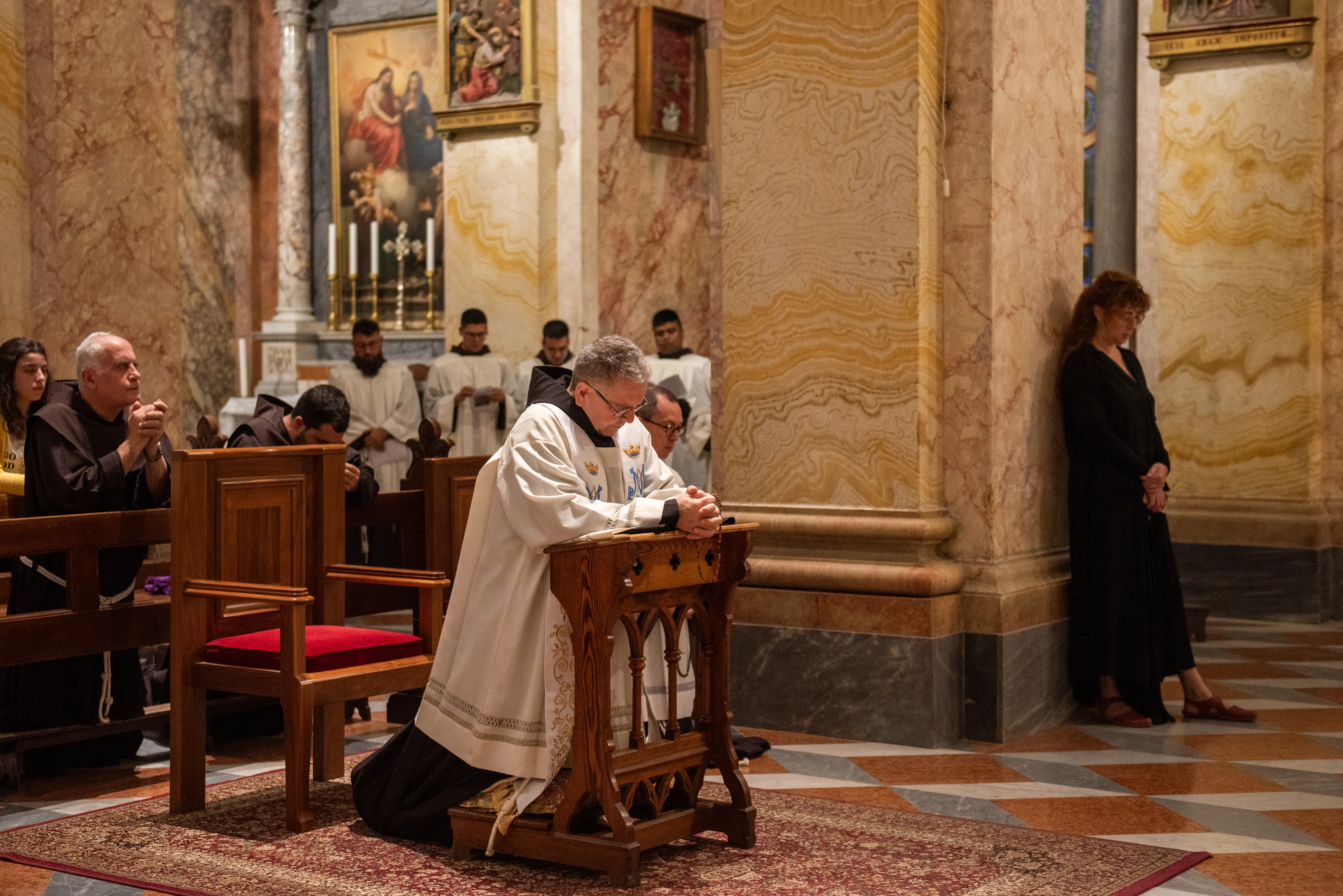 The Franciscan friars of the Custody of the Holy Land promoted a special "Rosary for peace" in St. Saviour's Church in Jerusalem, on Saturday, Oct.14. The prayer was presided over by the Custos of the Holy Land, Father Francesco Patton. Credit: Marinella Bandini