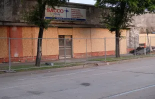Damage to the San Jacinto location of the Sacco Company Catholic Store in Houston after a fire on June 25, 2022. Brent Haynes