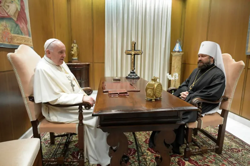 Pope Francis meets Metropolitan Hilarion as hopes rise for second summit with Moscow patriarch