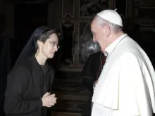 Sr. Raffaella Petrini meets Pope Francis.