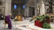Pope Francis reads the Act of Consecration to the Immaculate Heart of Mary in St. Peter’s Basilica, March 25, 2022.