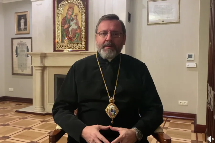 Major Archbishop Sviatoslav Shevchuk records a video message on March 30, 2022. facebook.com/head.ugcc.