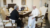 Pope Francis met Maria Campatelli, director of the Aletti Center, at the Vatican on Sept. 15, 2023. The Aletti Center was founded in Rome by the former Jesuit priest Father Marko Rupnik.