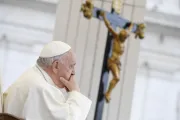 Pope Francis prays pensive sad general audience May 17, 2023