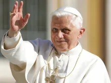 Pope Benedict XVI greets the pilgrims during his weekly general audience in St. Peter’s Square at the Vatican on Oct. 26, 2006.