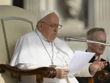 Pope Francis gives his general audience address in St. Peter’s Square at the Vatican on Sept. 13, 2023.