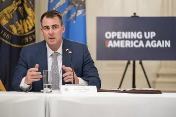 Governor Kevin Stitt (R-OK) attends a roundtable at the White House in Washington, DC June 18, 2020.