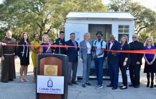 The opening of Tampa Hope, an emergency homeless shelter of Catholic Charities of the Diocese of St. Petersburg in Tampa, Fla., Dec. 13, 2021. Courtesy of Catholic Charities of the Diocese of St. Petersburg