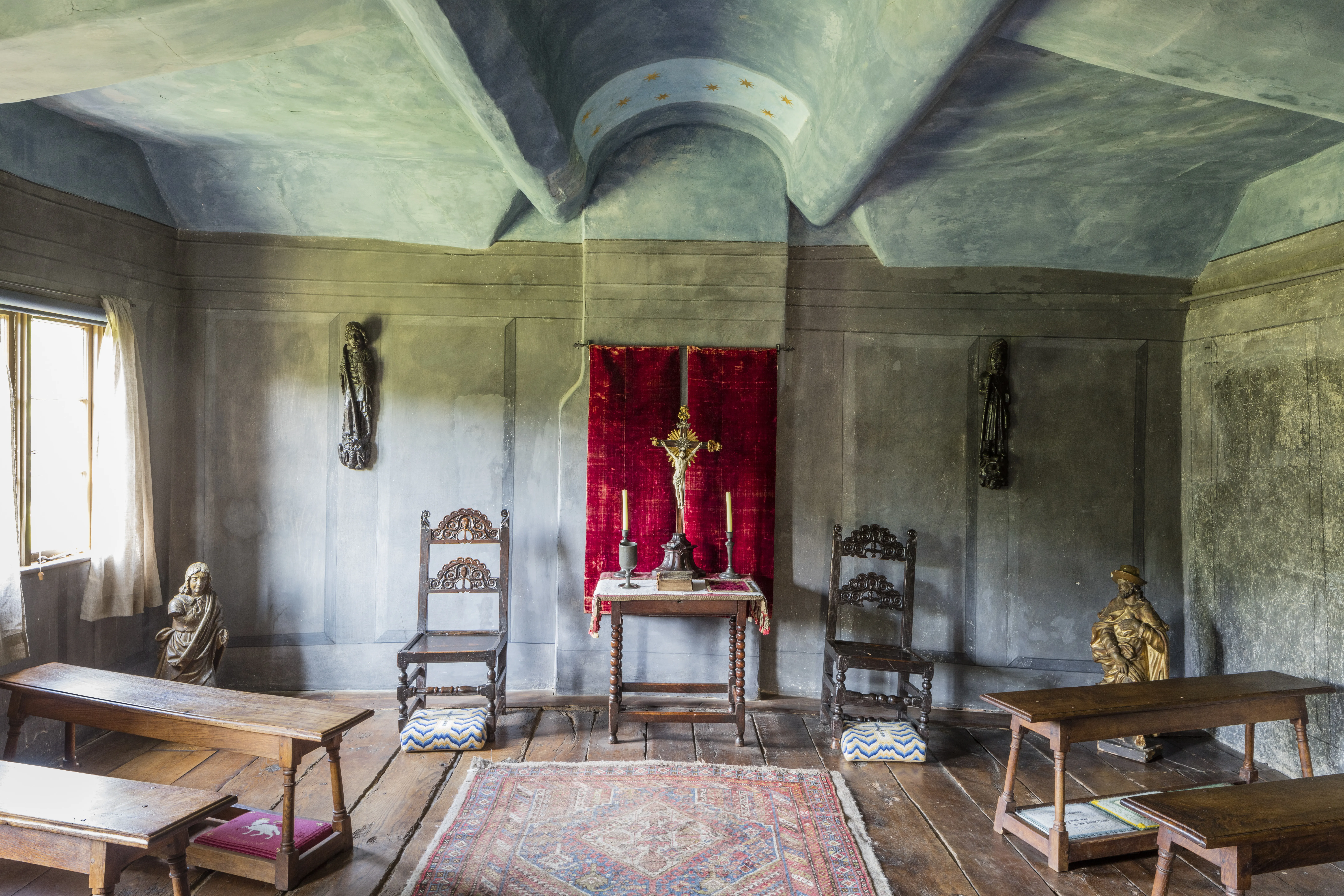 The altar in the Attic Chapel at Moseley Old Hall. Photo courtesy of the National Trust