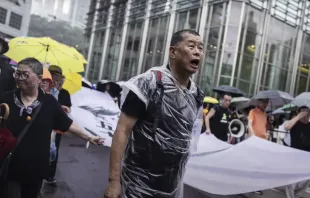 Jimmy Lai at a Hong Kong protest Courtesy of the Acton Institute