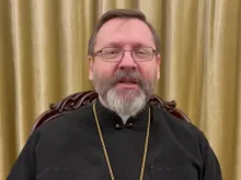 Major Archbishop Sviatoslav Shevchuk records a video message on March 2, 2022.
