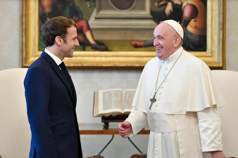 Pope Francis meets French President Macron at the Vatican