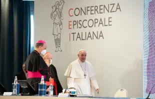 Pope Francis attends the Italian bishops’ plenary assembly in Rome on May 24, 2021. Vatican Media.