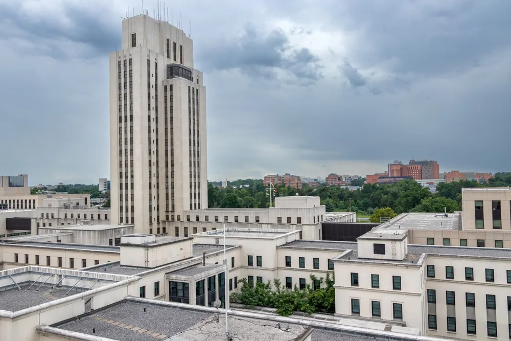 Historic Tower at Walter Reed National Military Medical Center in Bethesda, Maryland. Shutterstock