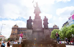 The statue of Saint Wenceslas (Pomník svatého Václava) in the eponymous square in Prague, depicts Wenceslaus I, Duke of Bohemia in Prague, Czech Republic, May 23, 2009. Credit: Thierry Monasse/Getty Images