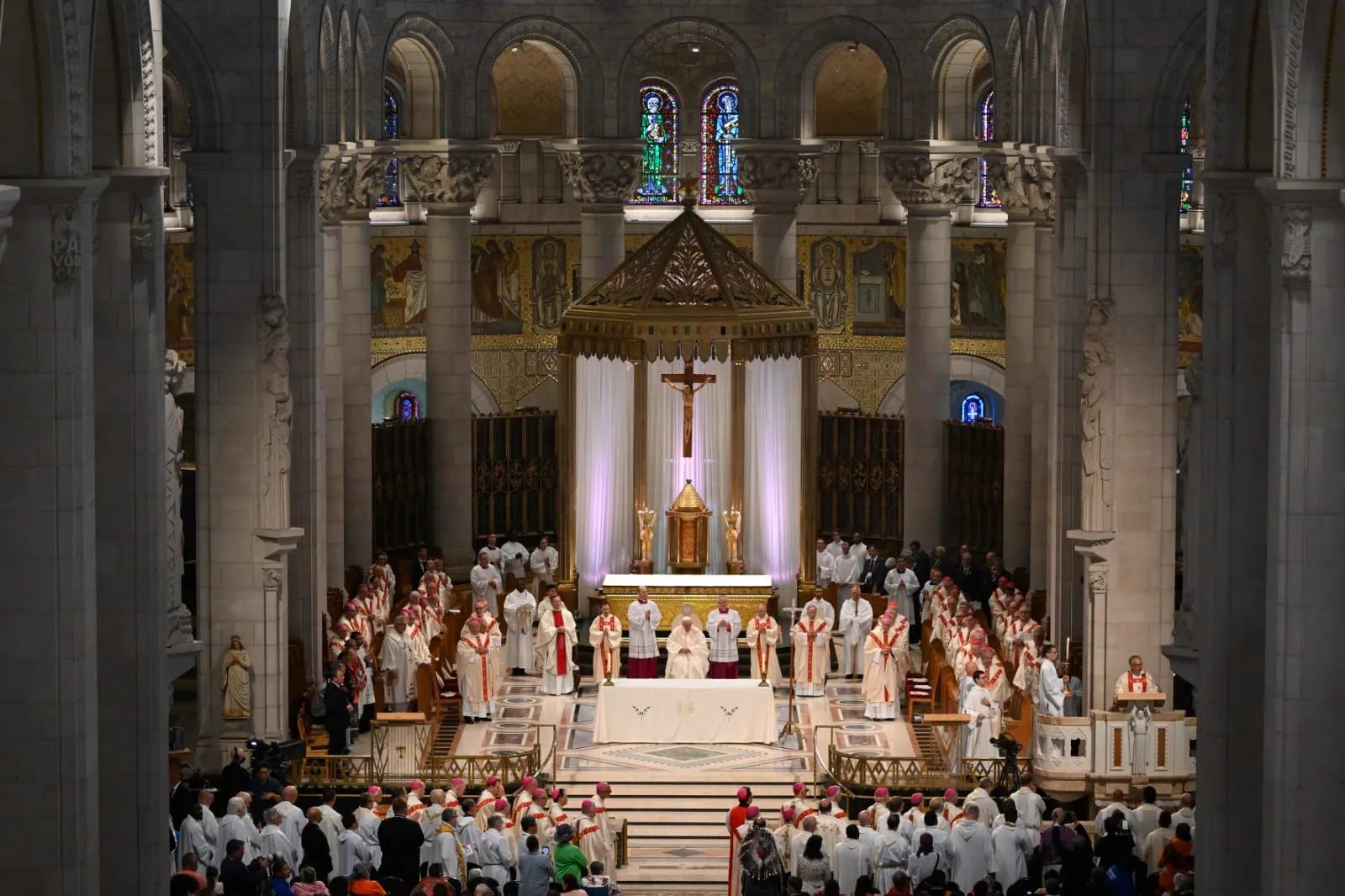 Pope Francis presides over a July 28 Mass at the Basilica of Sainte-Anne-de-Beaupré in Canada.?w=200&h=150
